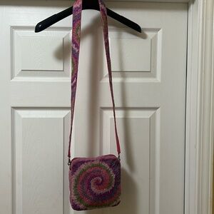 Moyna Handwoven Spiral Crossbody in Pink and Green